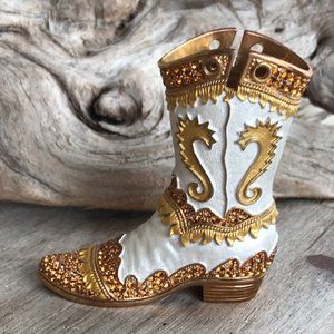Vintage Hand-Crafted SWAROVSKI CRYSTALS "SEAHORSE" Logo Cowboy Boot